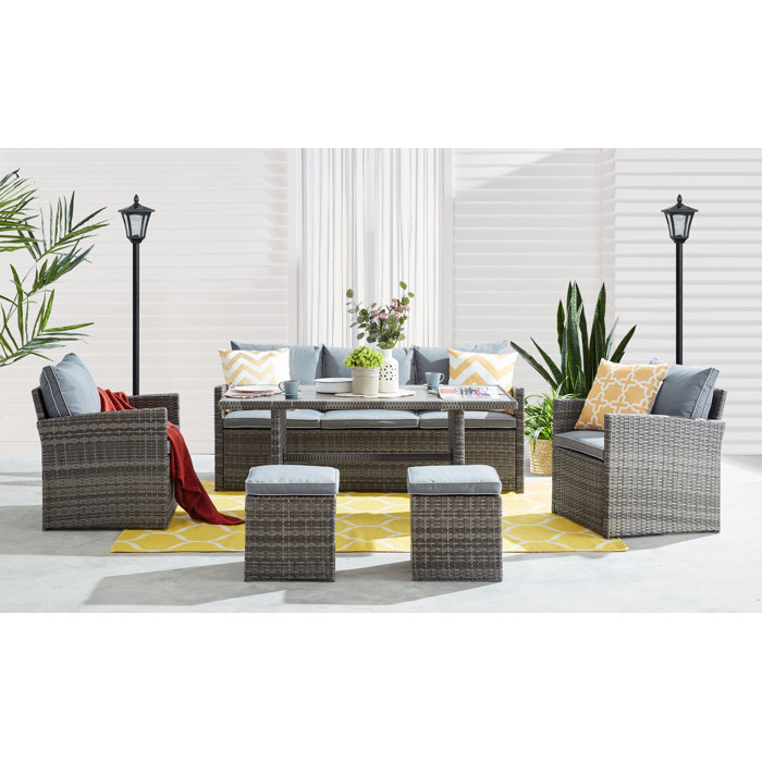 Ivy Bronx Lucan Wicker/Rattan 7 Person Seating Group with Cushions
